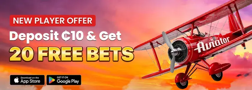New player offer: deposit GHS 10 and get 20 Aviator free rounds